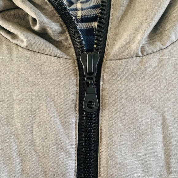 Zanerobe Mens Gray Quilted Hooded Zip Up Embroidered Jacket | Medium - Picture 6 of 8